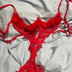Elegant Red Lace Lingerie Set